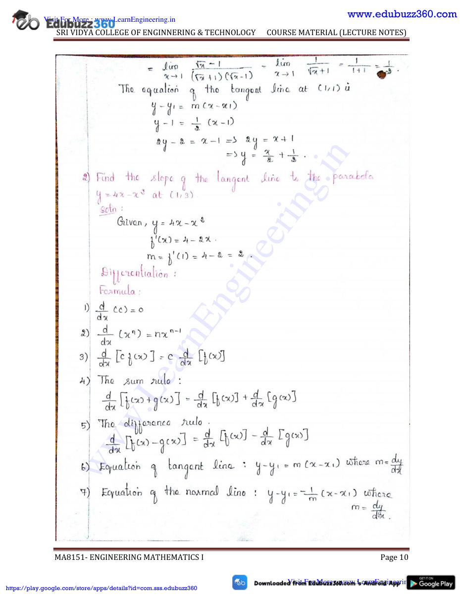 Engineering Mathematics I Lecture Notes — page 10