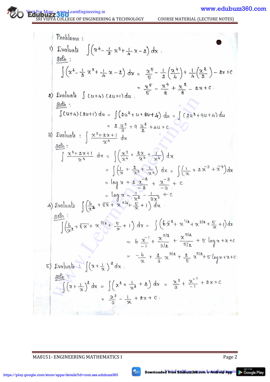 Engineering Mathematics I Lecture Notes — page 109