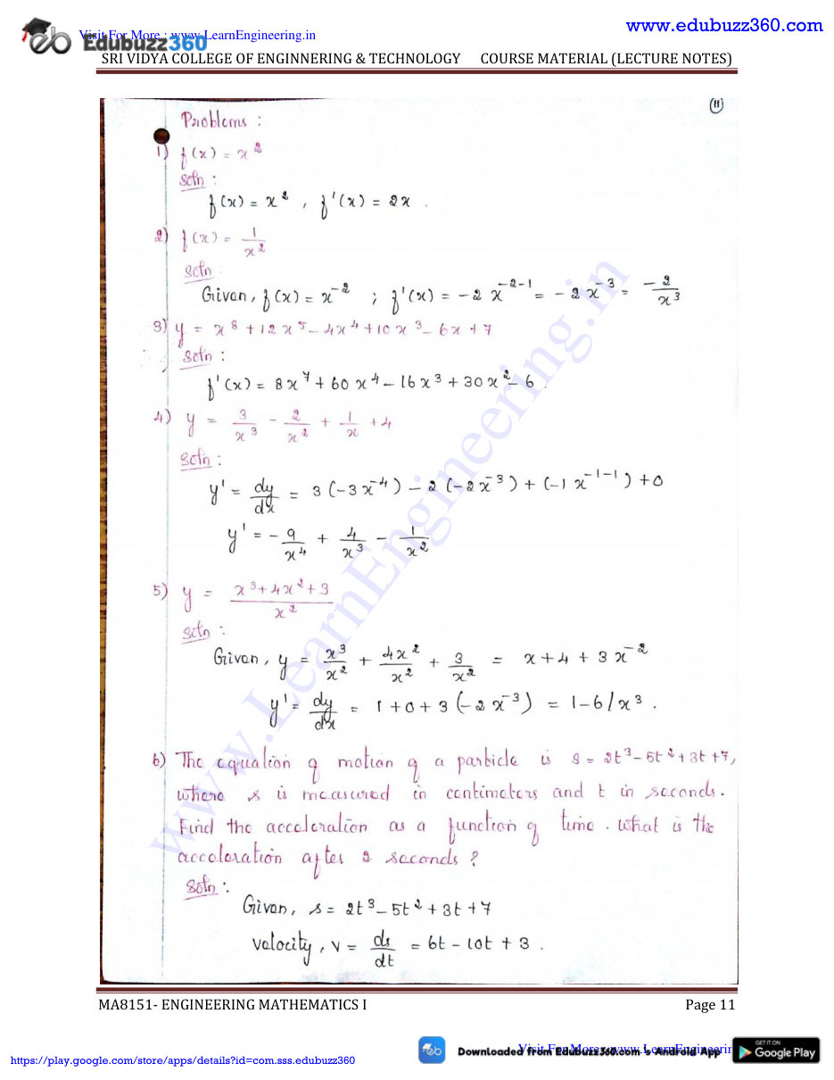 Engineering Mathematics I Lecture Notes — page 11