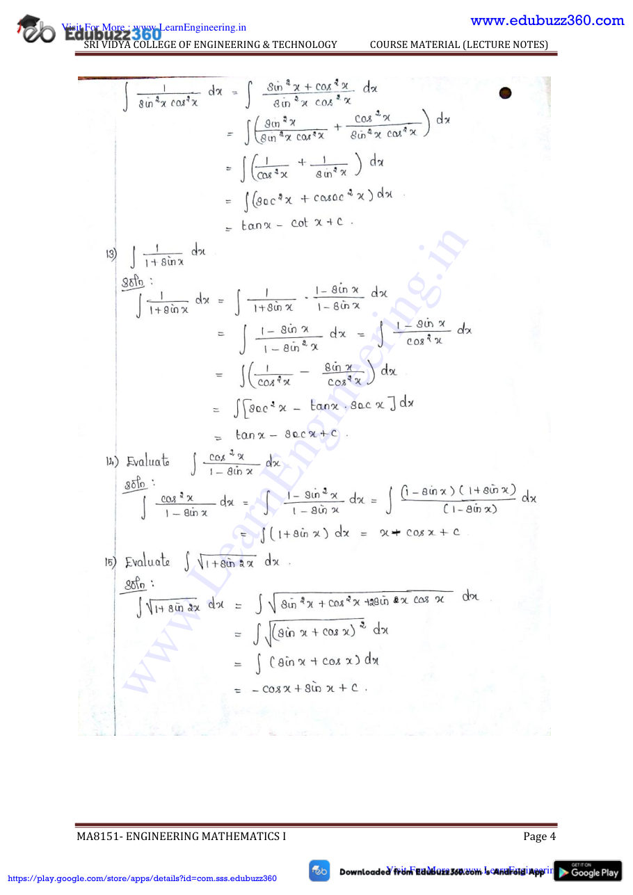 Engineering Mathematics I Lecture Notes — page 111