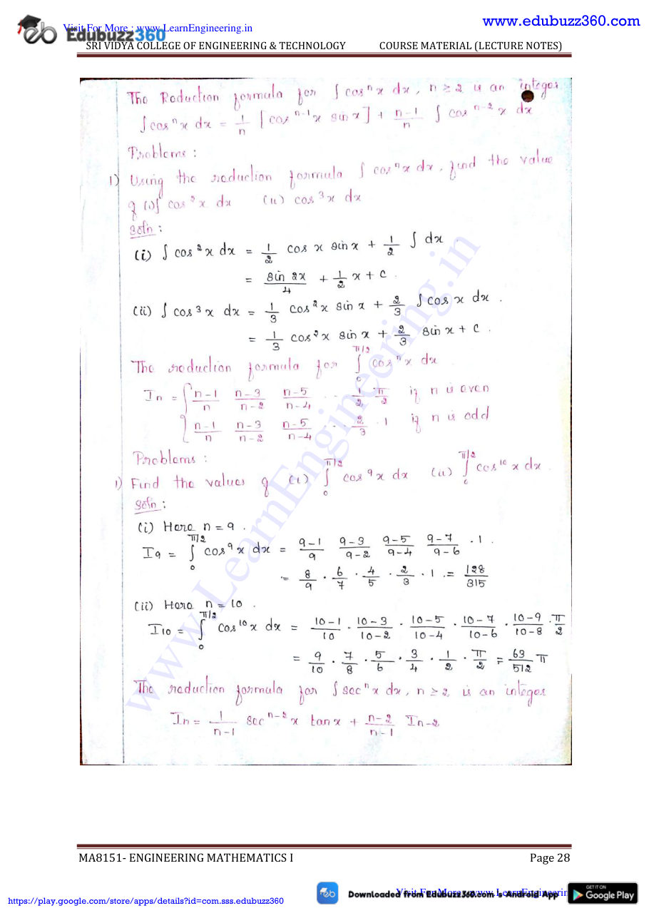 Engineering Mathematics I Lecture Notes — page 135