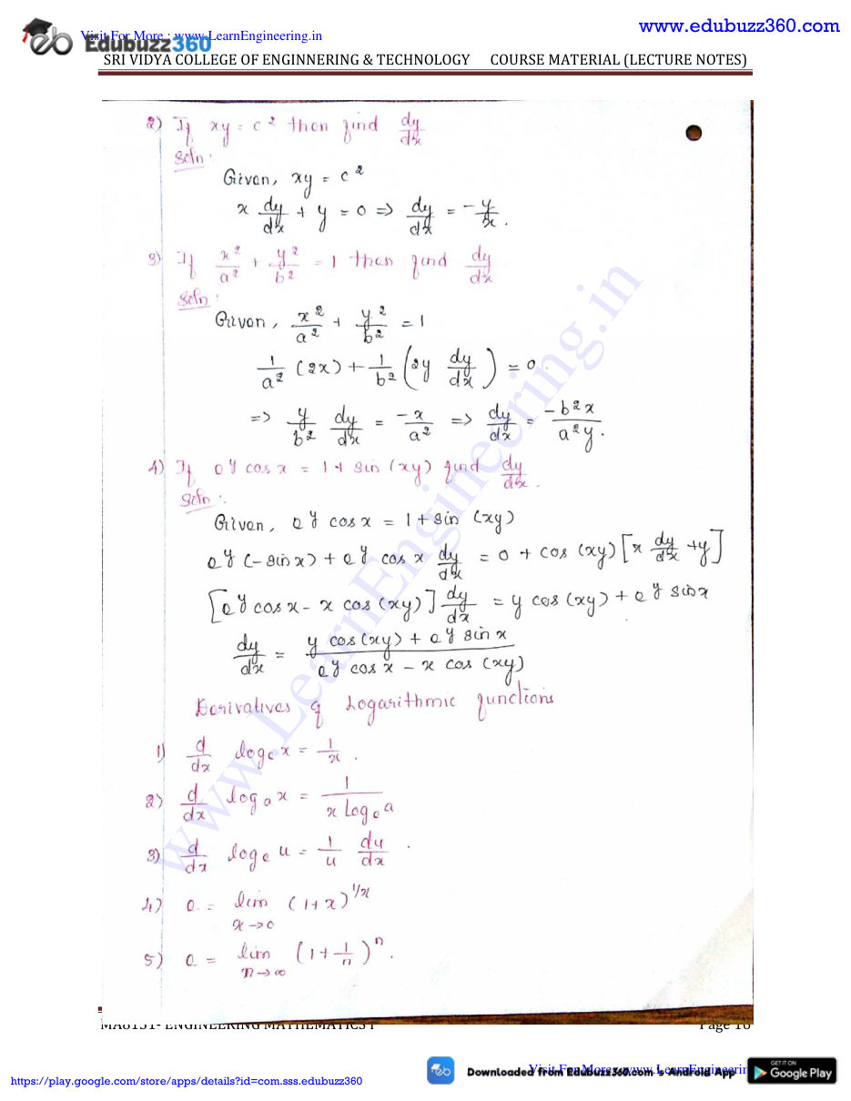 Engineering Mathematics I Lecture Notes — page 16