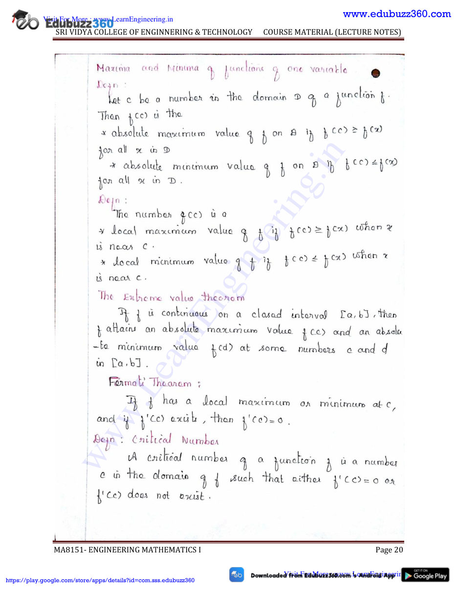 Engineering Mathematics I Lecture Notes — page 20