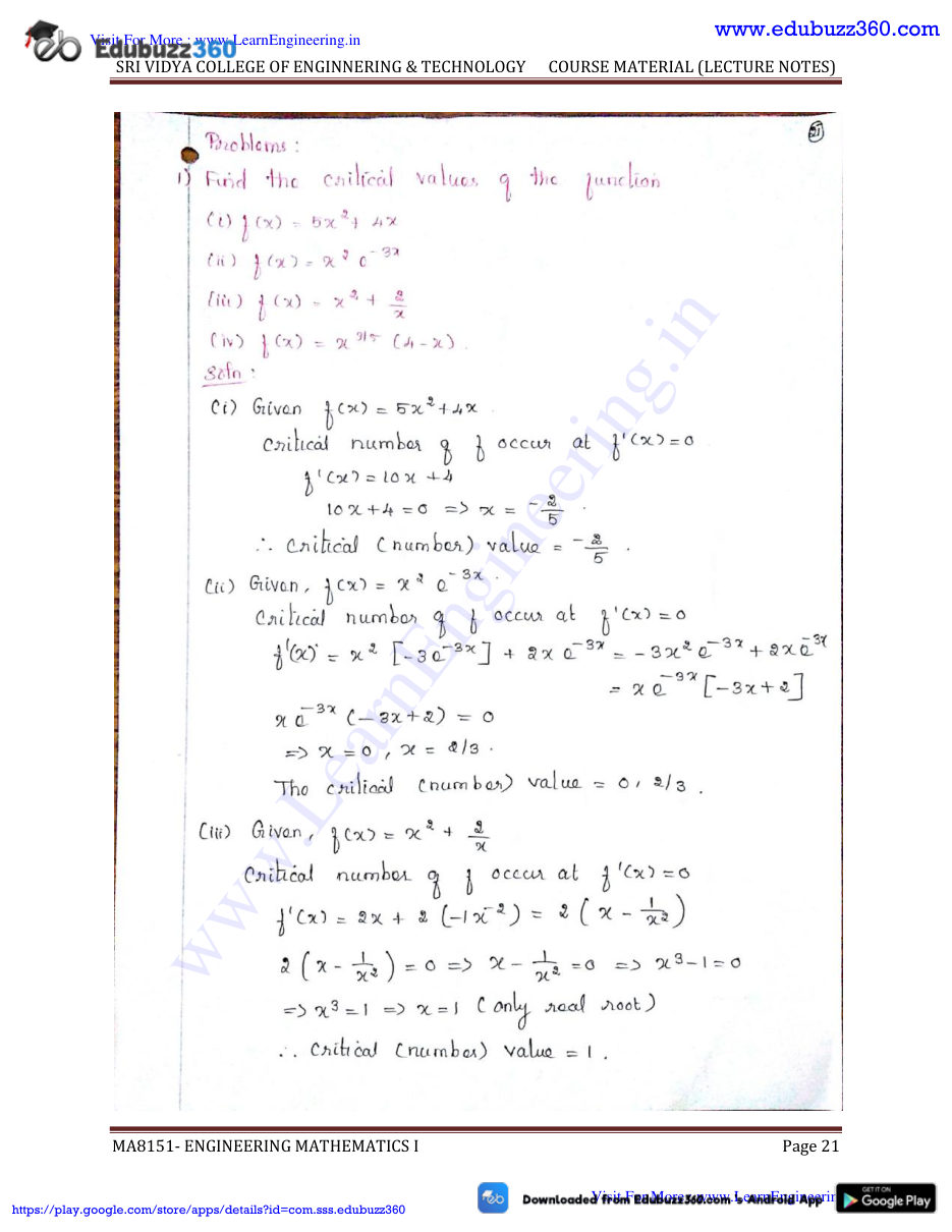 Engineering Mathematics I Lecture Notes — page 21