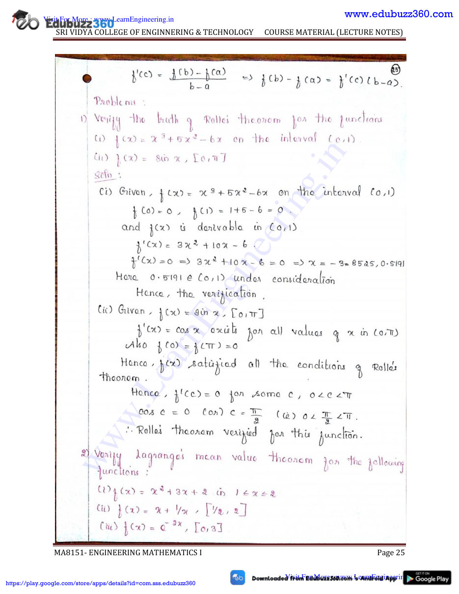 Engineering Mathematics I Lecture Notes — page 25