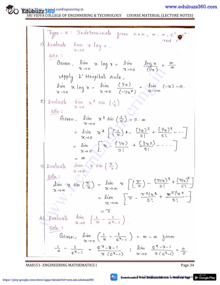 Engineering Mathematics I Lecture Notes — page 34