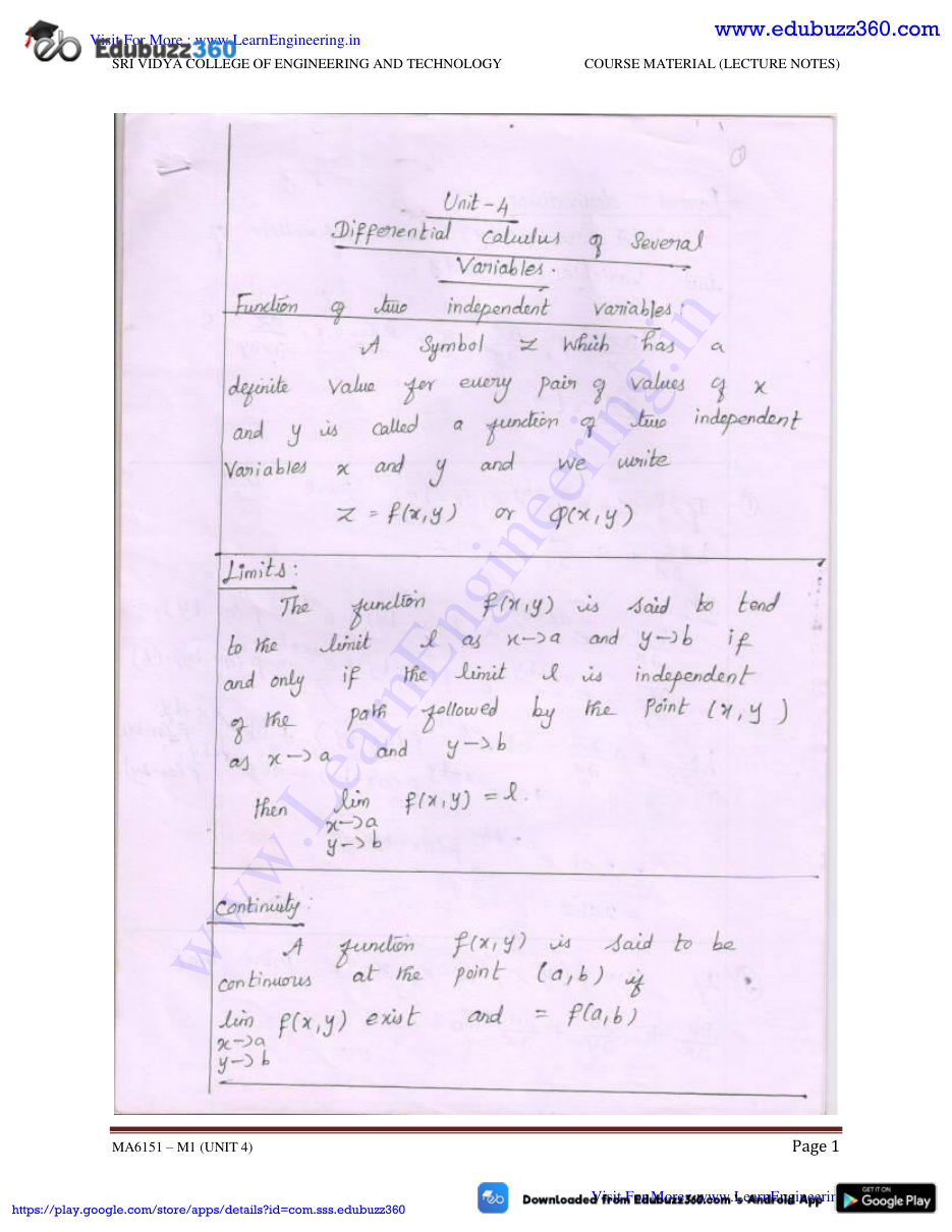 Engineering Mathematics I Lecture Notes — page 36