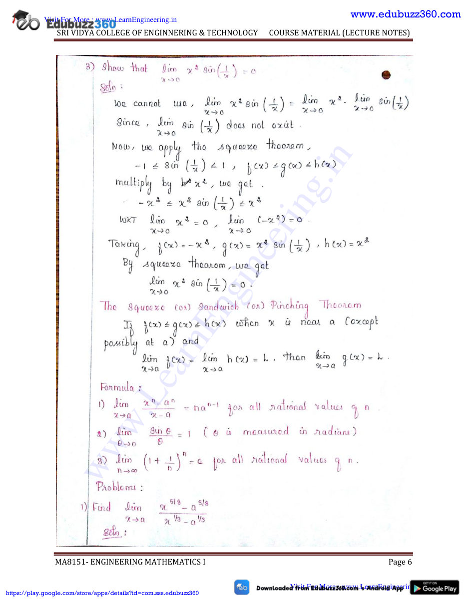Engineering Mathematics I Lecture Notes — page 6