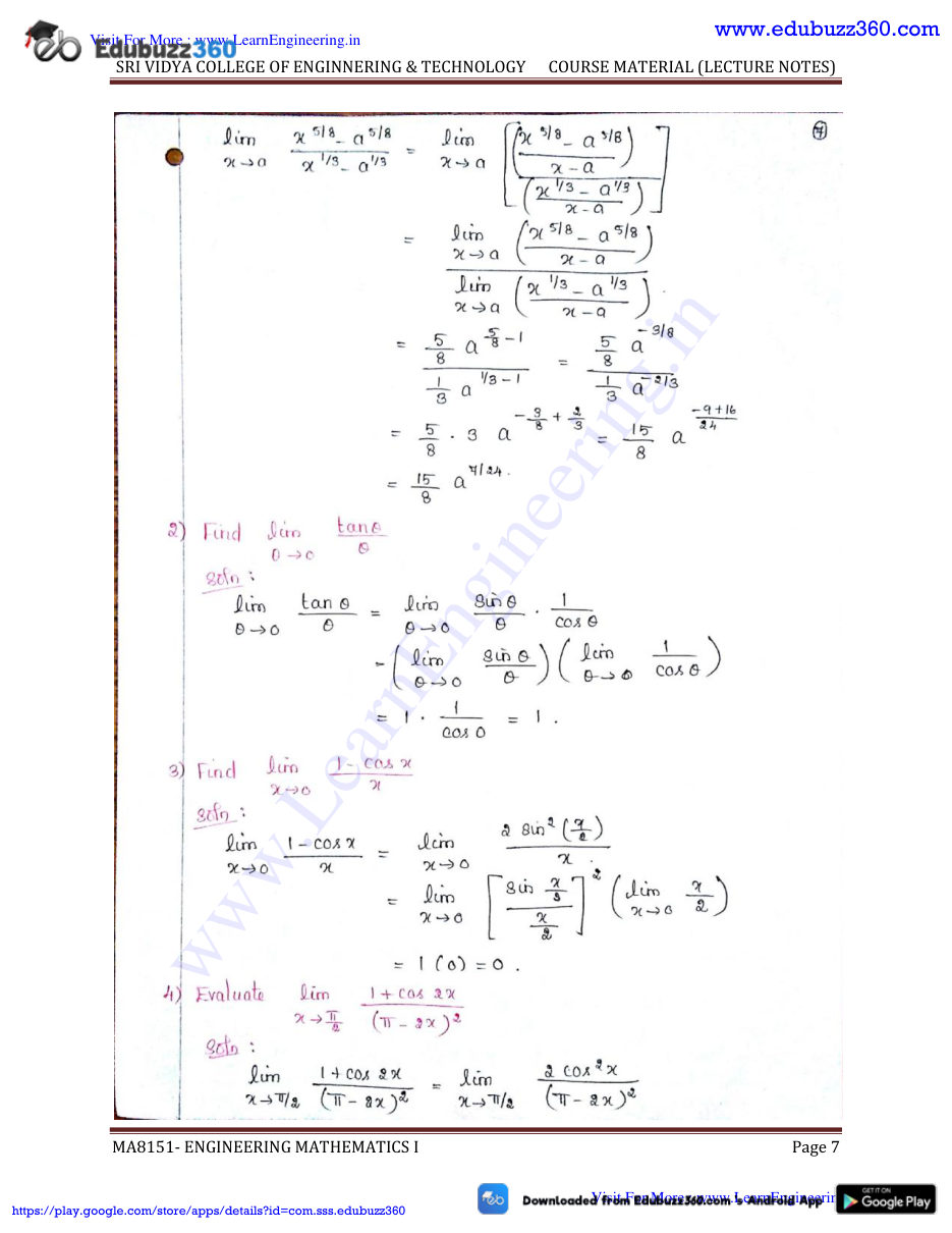 Engineering Mathematics I Lecture Notes — page 7