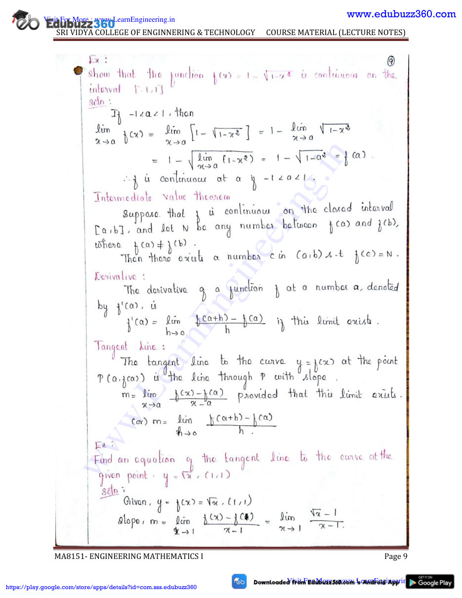 Engineering Mathematics I Lecture Notes — page 9