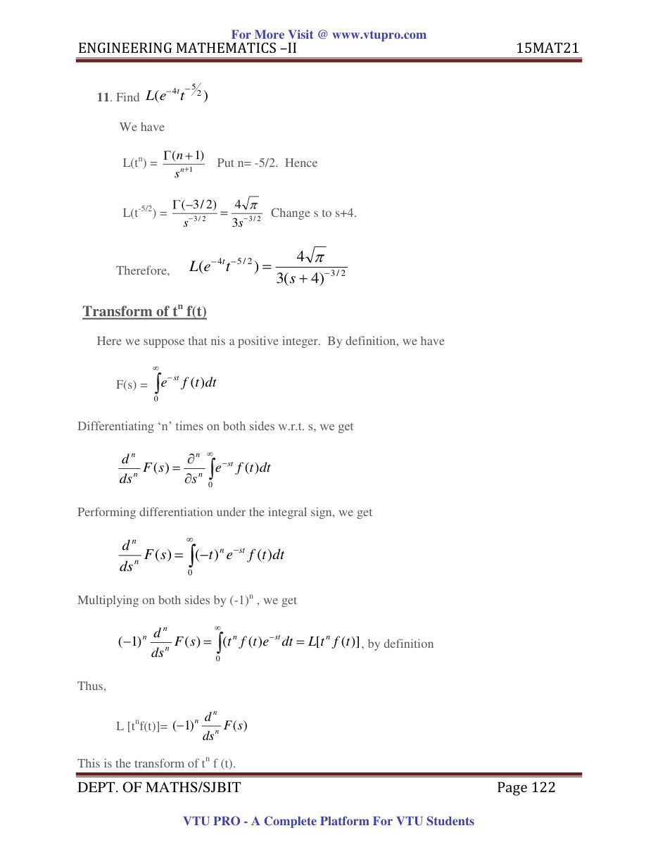 Engineering Mathematics II — page 122