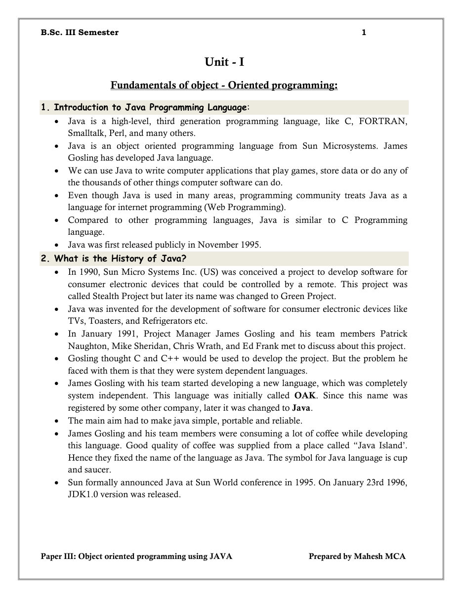 Java Object-Oriented Programming — page 1