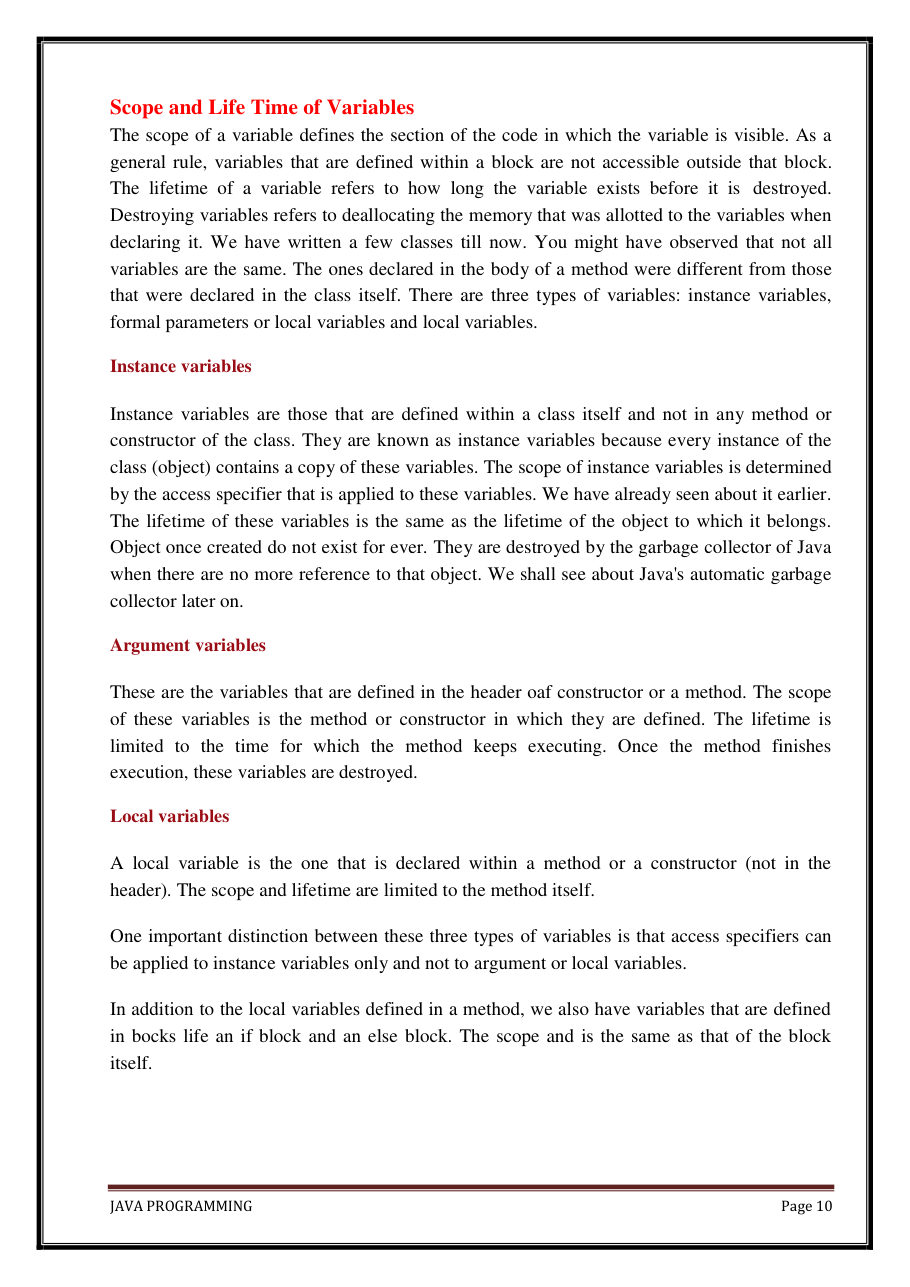 Java Programming Notes for B.Tech 2nd Sem — page 16