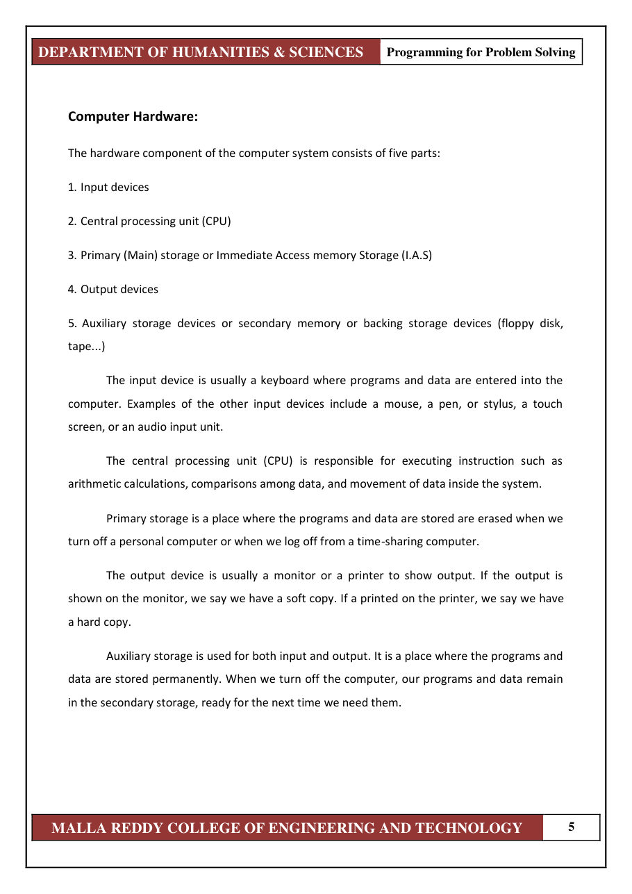 PROGRAMMING FOR PROBLEM SOLVING 1 — page 11