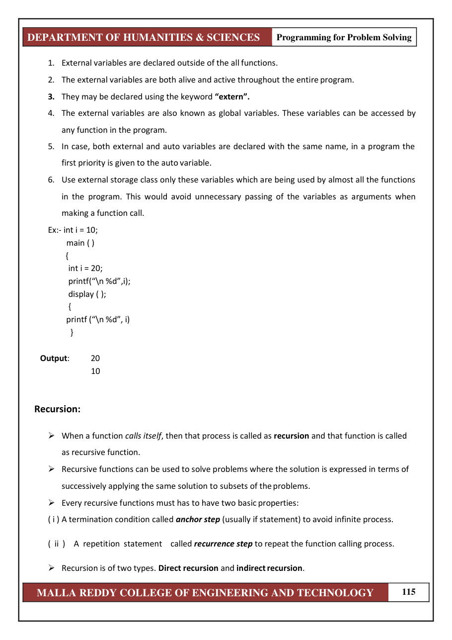 PROGRAMMING FOR PROBLEM SOLVING 1 — page 121