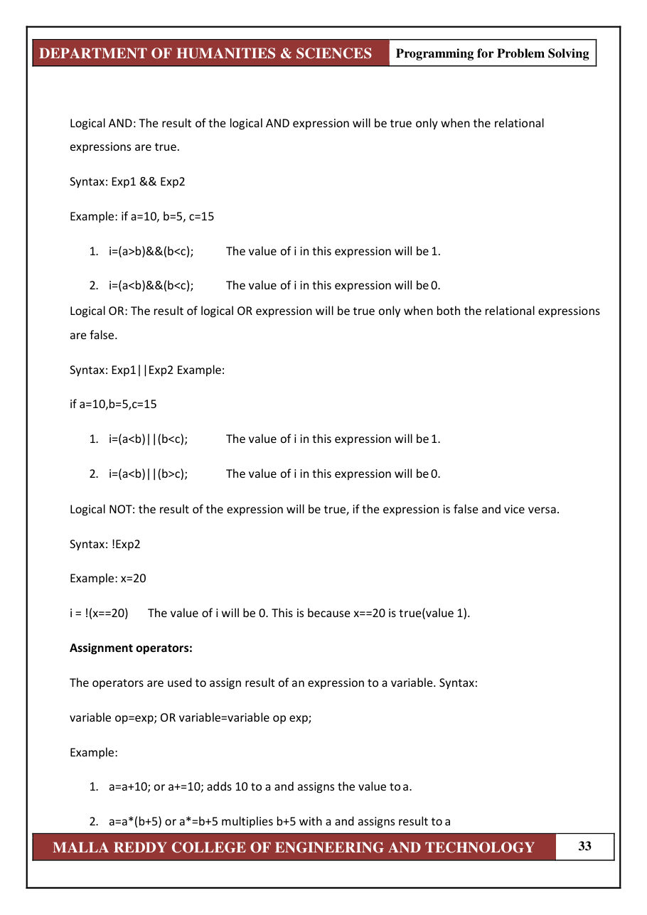 PROGRAMMING FOR PROBLEM SOLVING 1 — page 39
