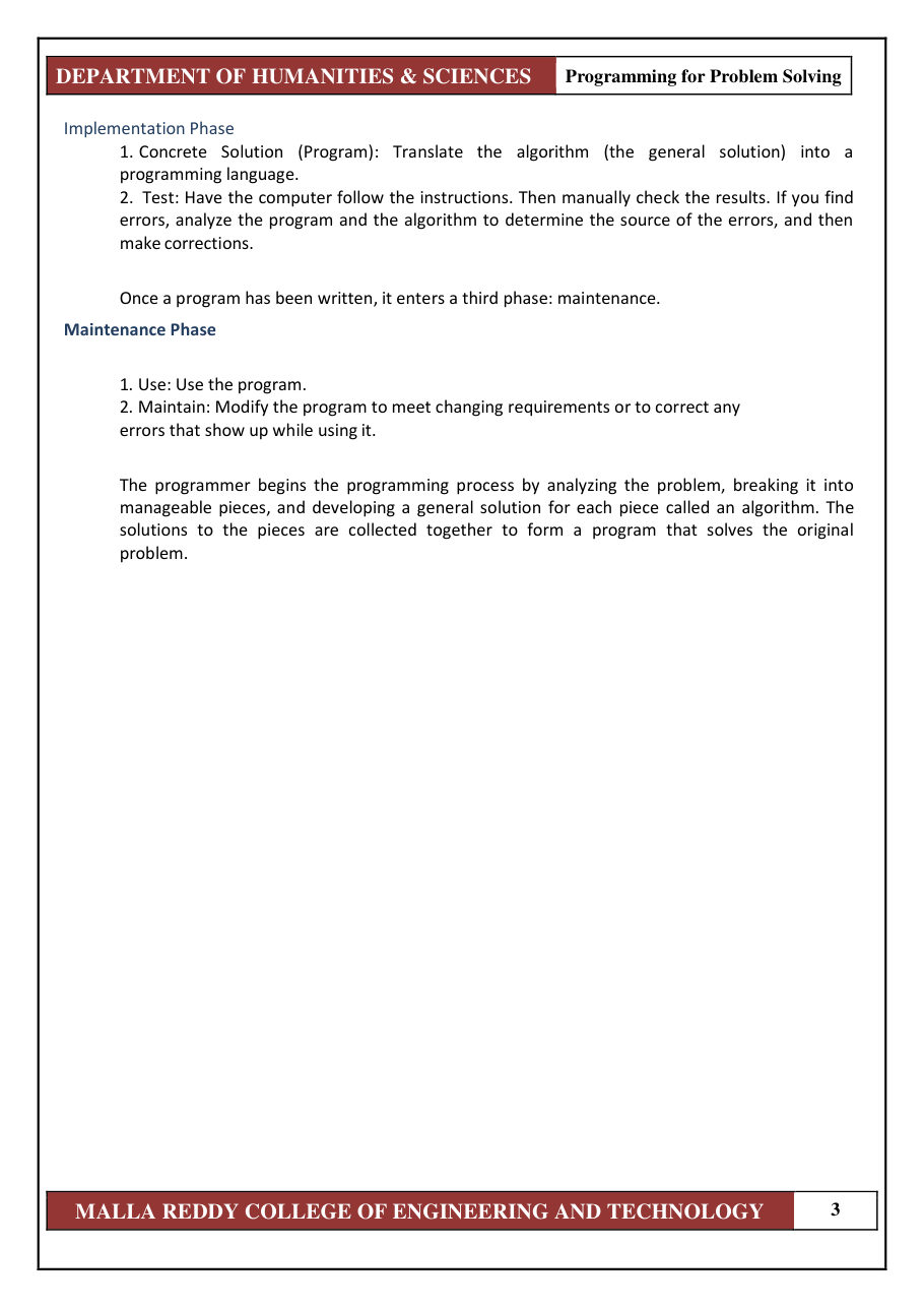 PROGRAMMING FOR PROBLEM SOLVING 1 — page 9